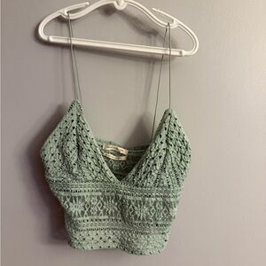Urban Outfitters Sage Green Lace Crochet Bralette Crop Top – Size S/P